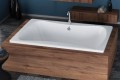Rampart Installed Drop-in Tub in a Freestanding Wood Surround
