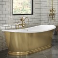 Oval Tub with Slipper Style Raise Backrests, Brass Exterior