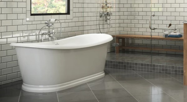 Sawyer White Double Slipper with Pedestal Base