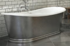 Oval Tub with Slipper Style Raise Backrests, Hammered Nickel Exterior