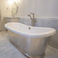 Oval Tub with White Interior, Hammered Nickel Exterior