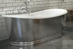 Oval Tub with White Interior, Nickel Exterior