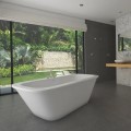 Rectangle Bathtub with Rounded Corners, Installed with Deck Mounted Tub Faucet