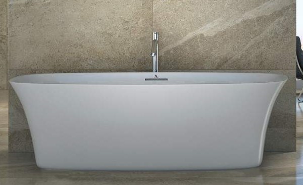 Rectangle Freestanding Tub with Curvinbg Sides,  Center Drain