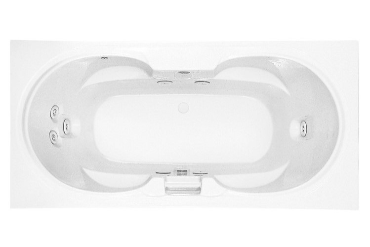 Rectangle Bath, Oval Interior, Center Drain, Armrests