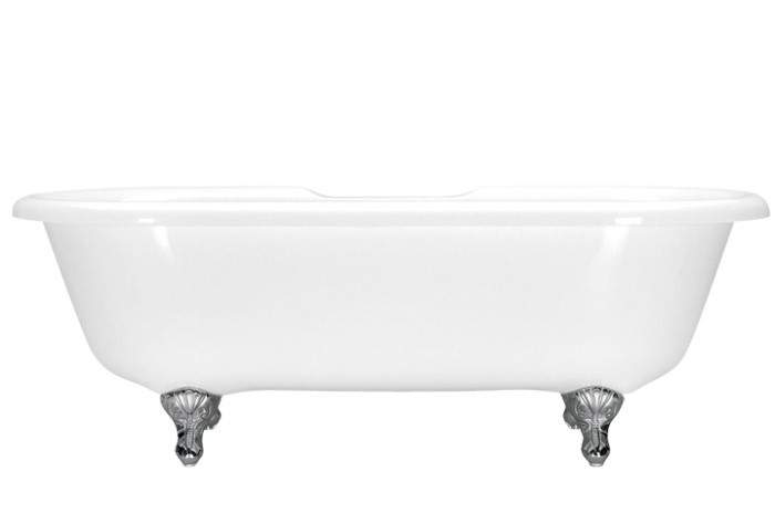 Acrylic Soaking Bath with Claw Feet, Side Drain