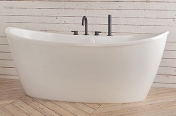 Effie Freestanding Soaking Bath with Deck Fuacets