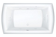 Rectangle Jetted Tub, Wide Curving Rim, End Drain