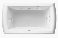 Rectangle Jetted Tub, Wide Curving Rim, Center Side Drain