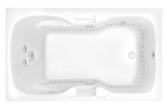 Aquatic Sunset Whirlpool Rectangle Jetted Tub, End Drain, Armrests, Integral Grab Bars