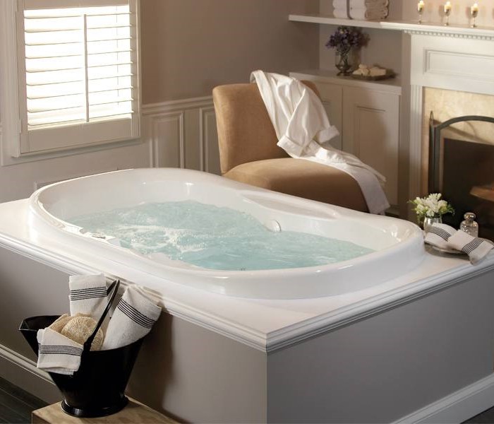 Universal Oval Installed, Oval Drop-in Tub with 2 Raised Backrests