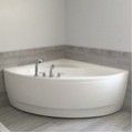 Corner Tub with Font Skirt, Curving Bathing Well