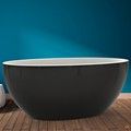 Oval Freestanding Tub, Curving Sides, Flat Rim, Shown in Black and White