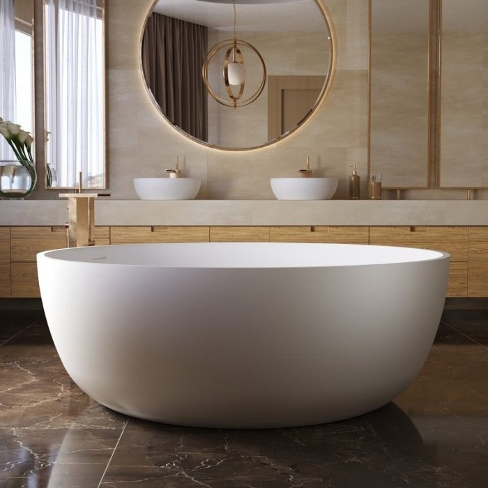 Round Freestanding Bathtub, Slotted Overflow