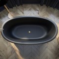Top View, Oval Bath with Center Drain, Shown in Black