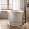 Side View, White Bath, Curving Pedestal Like Base