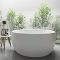 Round Freestanding Bath, Center Drain, Angled Rim