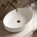 White Oval Vessel Sink with Straight Sides