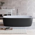 Oval Bath with Squared Corners, Black Exterior, White Rim and Interior