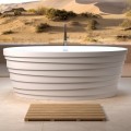 Oval Freestanding Bath with Decorative Lined Skirt