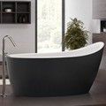 Slipper Bathtub with White Rim and Interior, Black Skirt