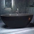 Black Oval Freestanding Bath with Slight Pedestal Base