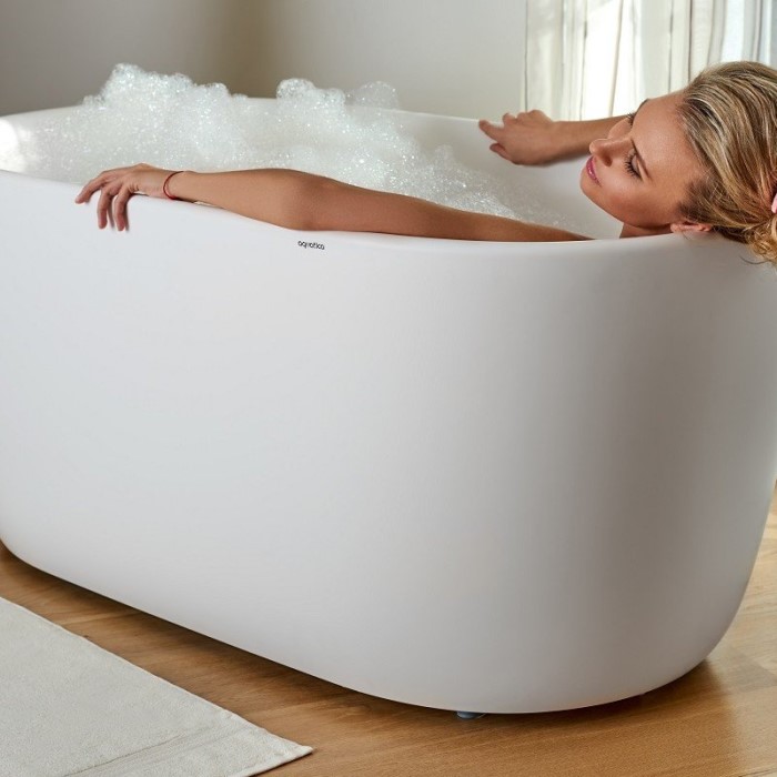 Oval Bath with Flat Rim, Shown with Bather