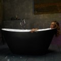 Slipper Bath, White Interior and Rim, Black Skirt