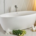 All White Freestanding Bathtub with a Straight Rim