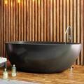 Modern Black Freestanding Tub with Rounded Sides
