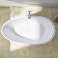 Top View, Egg Shapped Bath, Varying Width Rim, Center Drain