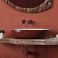 Vessel Sink with White Inside, Red Exterior