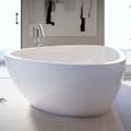 Triangle Freestanding Bath, Wide Flat Rim, Curving Sides