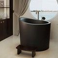 Black Japanese Style Freestanding Bath with Raised Neck Rest