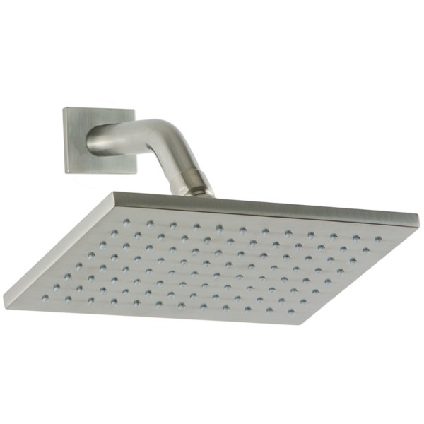 Modern square rainhead, angled wall mount