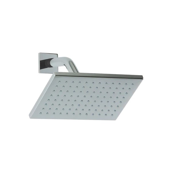 Modern square rainhead, angled wall mount
