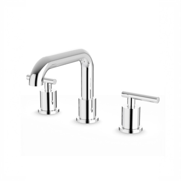 Tubular Widespread Sink Faucet with Flat Spout, Cross Handles