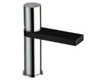 Black & Chrome Single Hole Faucet, Black Spout, Rectangle Spout