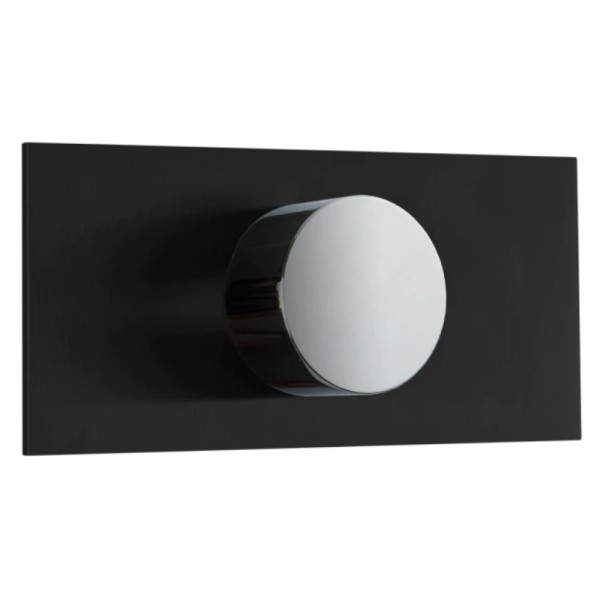 Round Chrome Handle on Matte Black Rectangle Back Plate