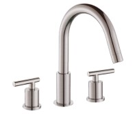Tubular Widespread Sink Faucet with Curving Spout