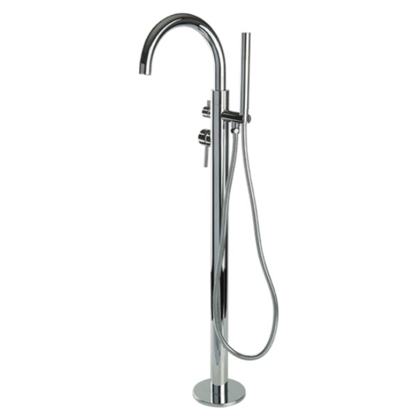 Matte BlackFloorstanding tub filler with curved spout