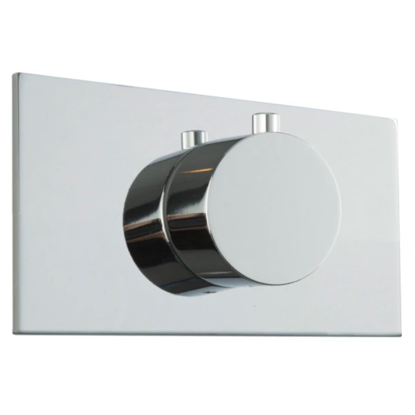 Chrome Round Handle on Rectangle Plate - Thermostatic Trim