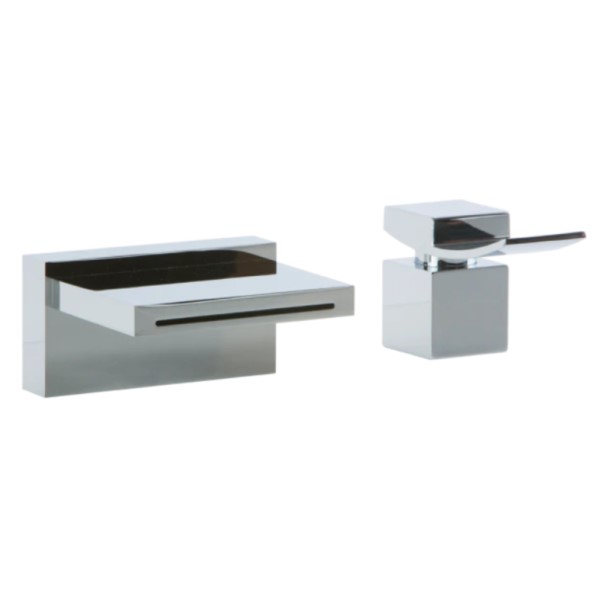 Waterfall Tub Filler with Curving Single Handle Control
