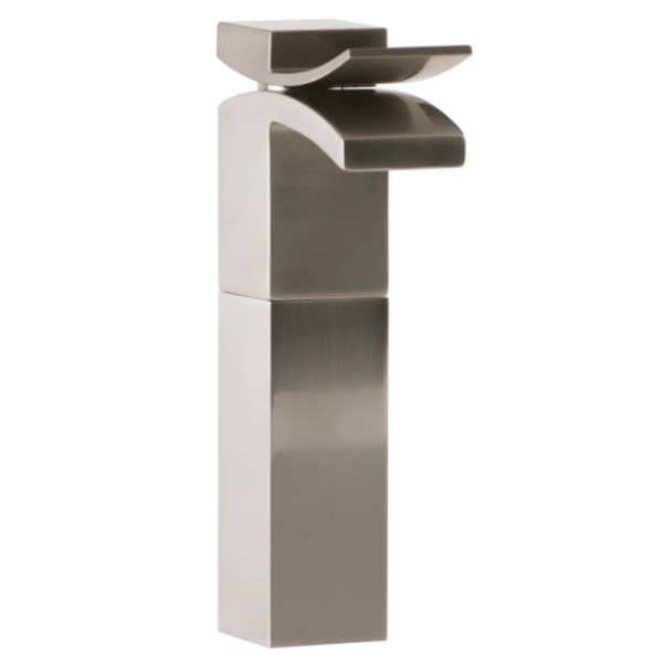 Tall Vessel Faucet with Bottom Water Flow Spout