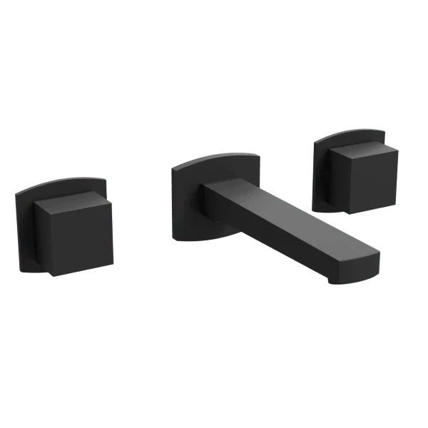 Wall Mount Tub Filler, Cube Handles, Matte Black