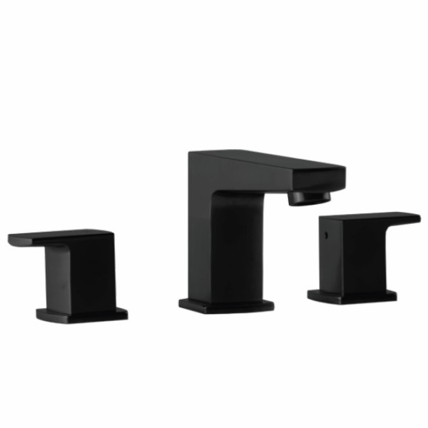 Matte Black Widespread sink faucet with modern lever handles