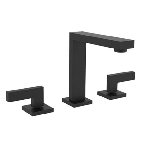 Square Style Widespread Sink Faucet with Flat Lever Handles