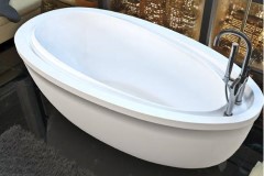 Oval End Drain Freestanding Bath with Raised Back
