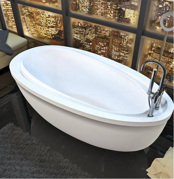 Freestanding Oval End Drain Bath with Raised Backrest
