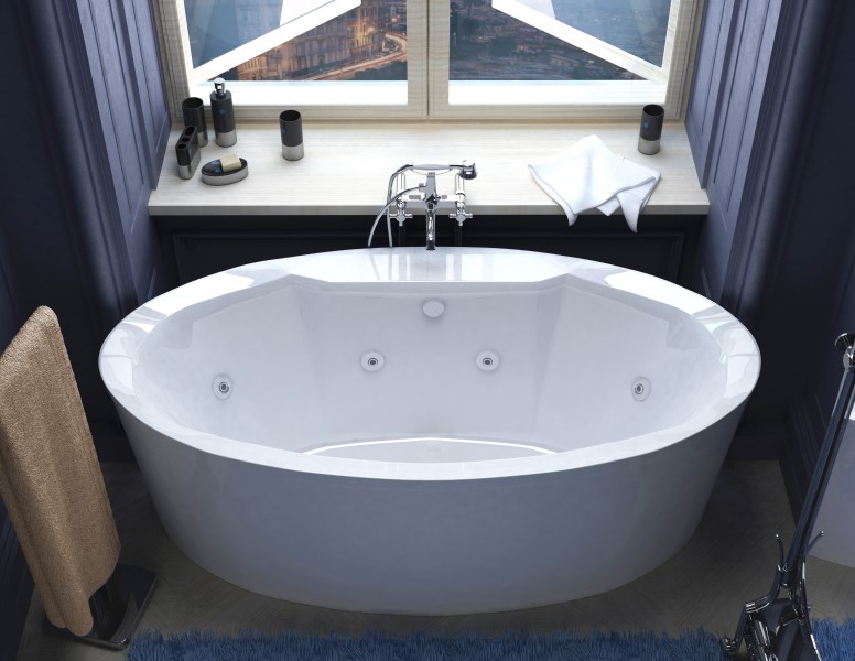 Freestanding Oval Tub with 8 Deep Tissue Whirlpool Jets